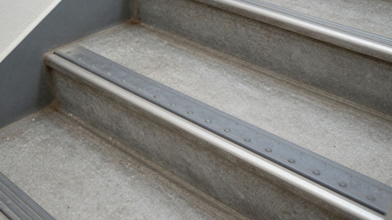Commercial staircase with anti-slip nosing