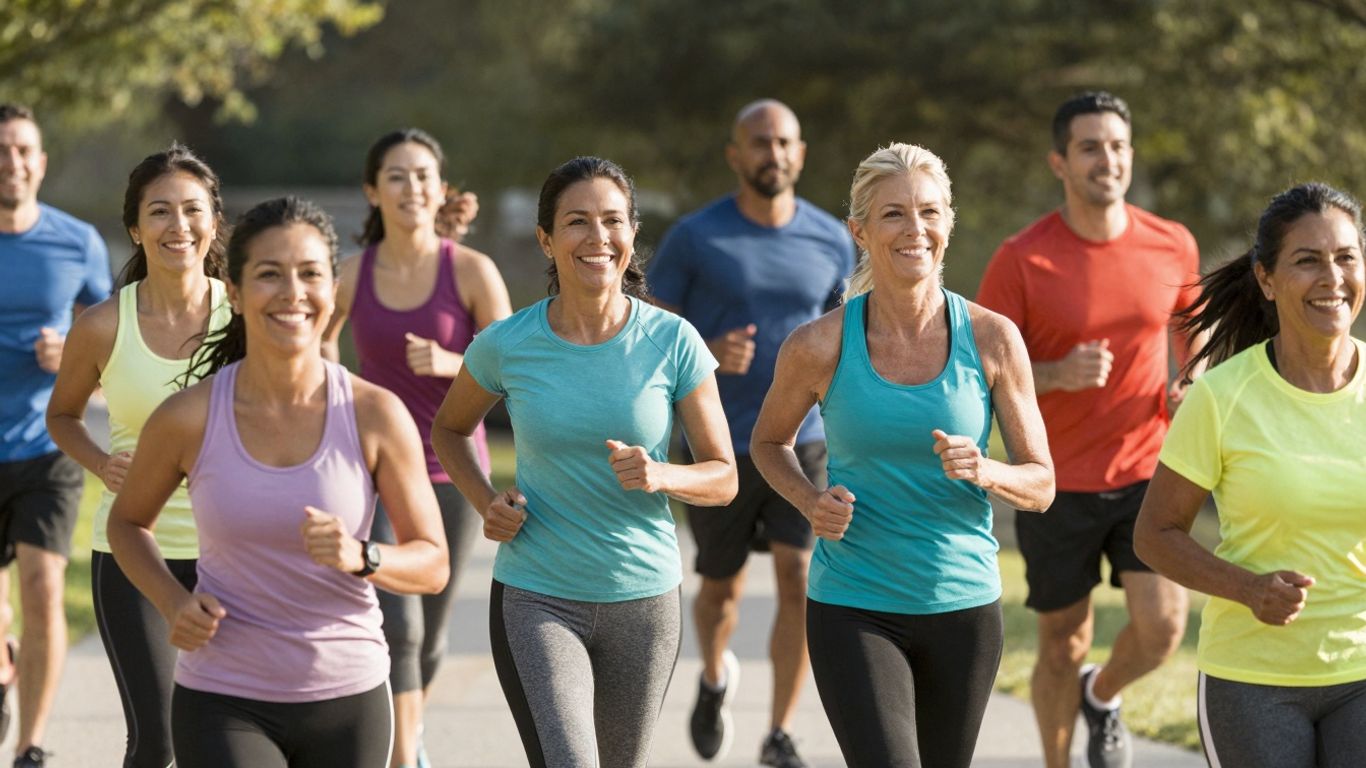 People smiling and enjoying healthy activities outdoors.