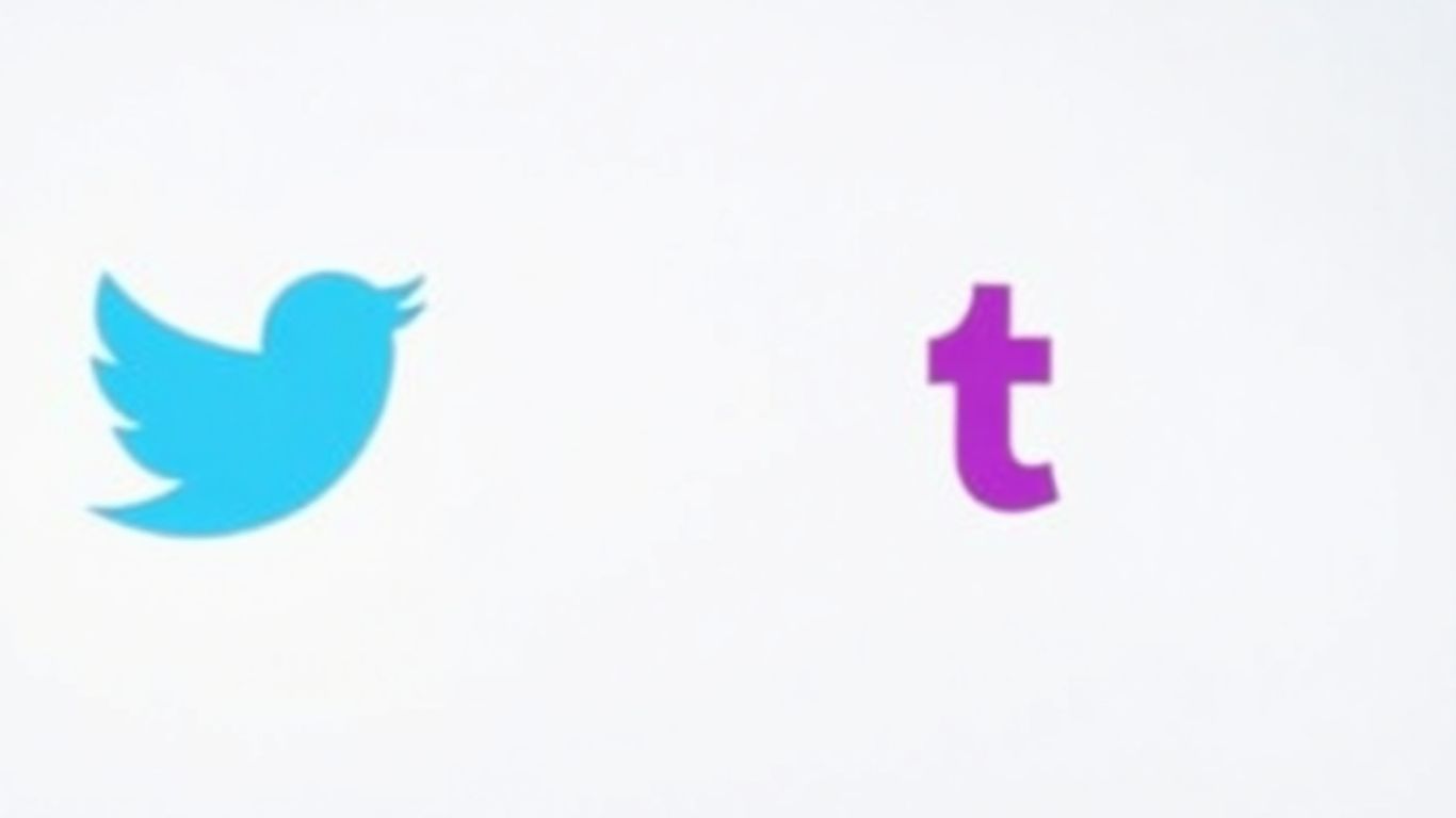 Twitter bird and Tumblr 't' logos side-by-side.