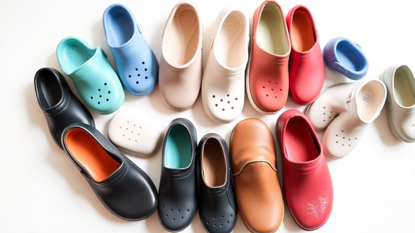 Различни видове медицински чехли и обувки