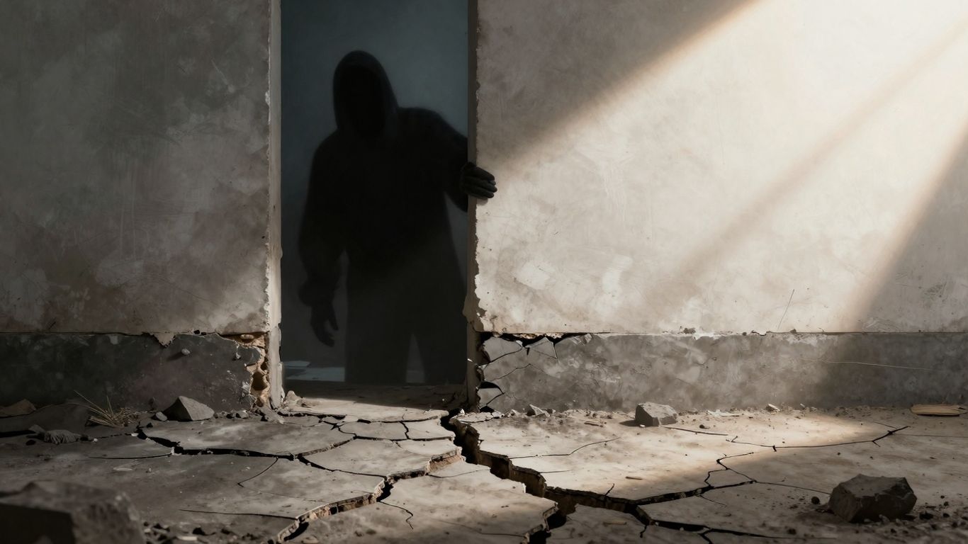 Cracked foundation versus repaired foundation with light.