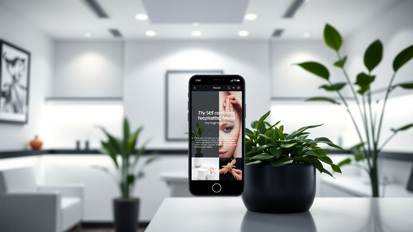 Aesthetic clinic website on a mobile phone.