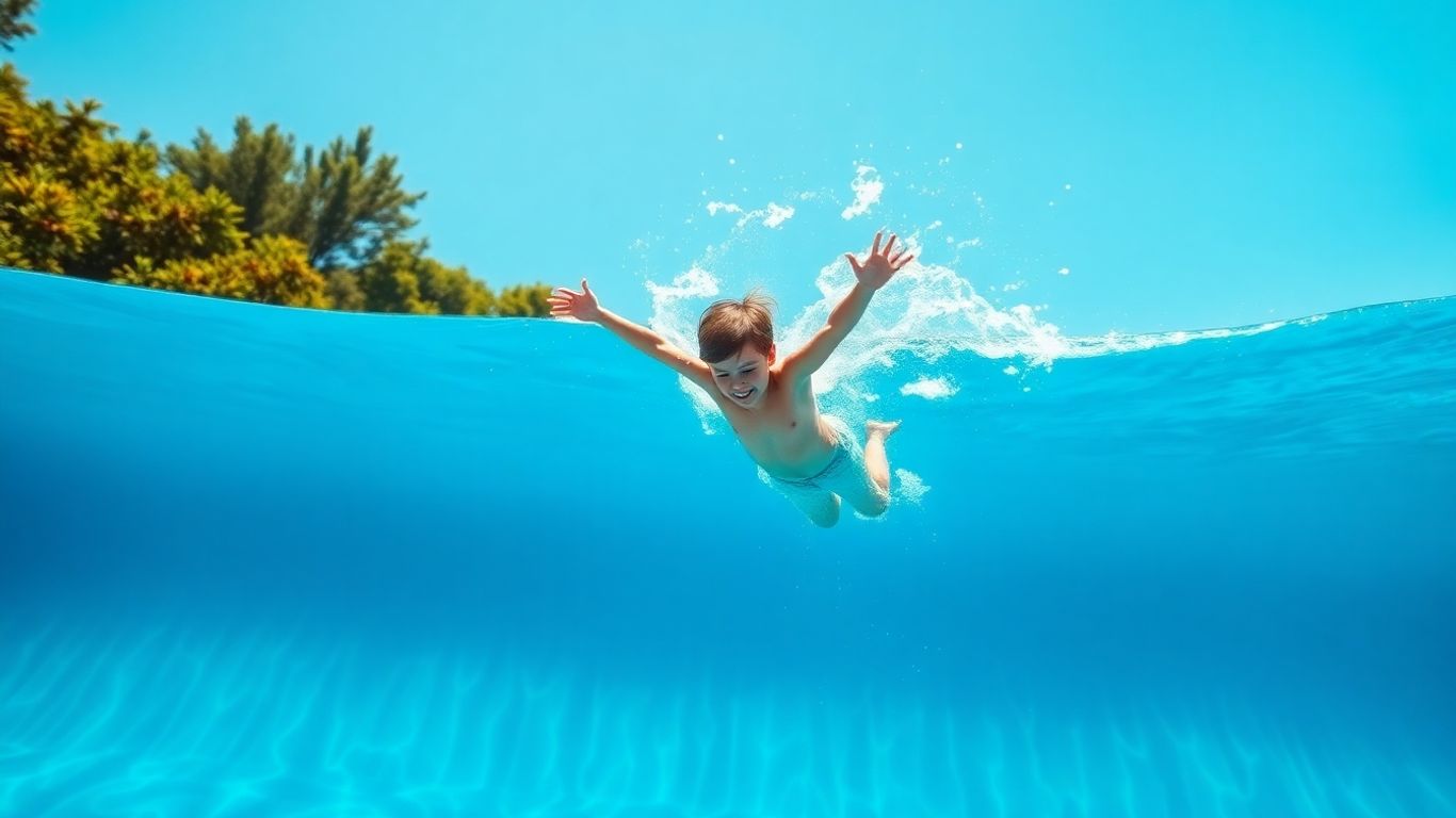 Swimmer jumping into a pool in Australia.