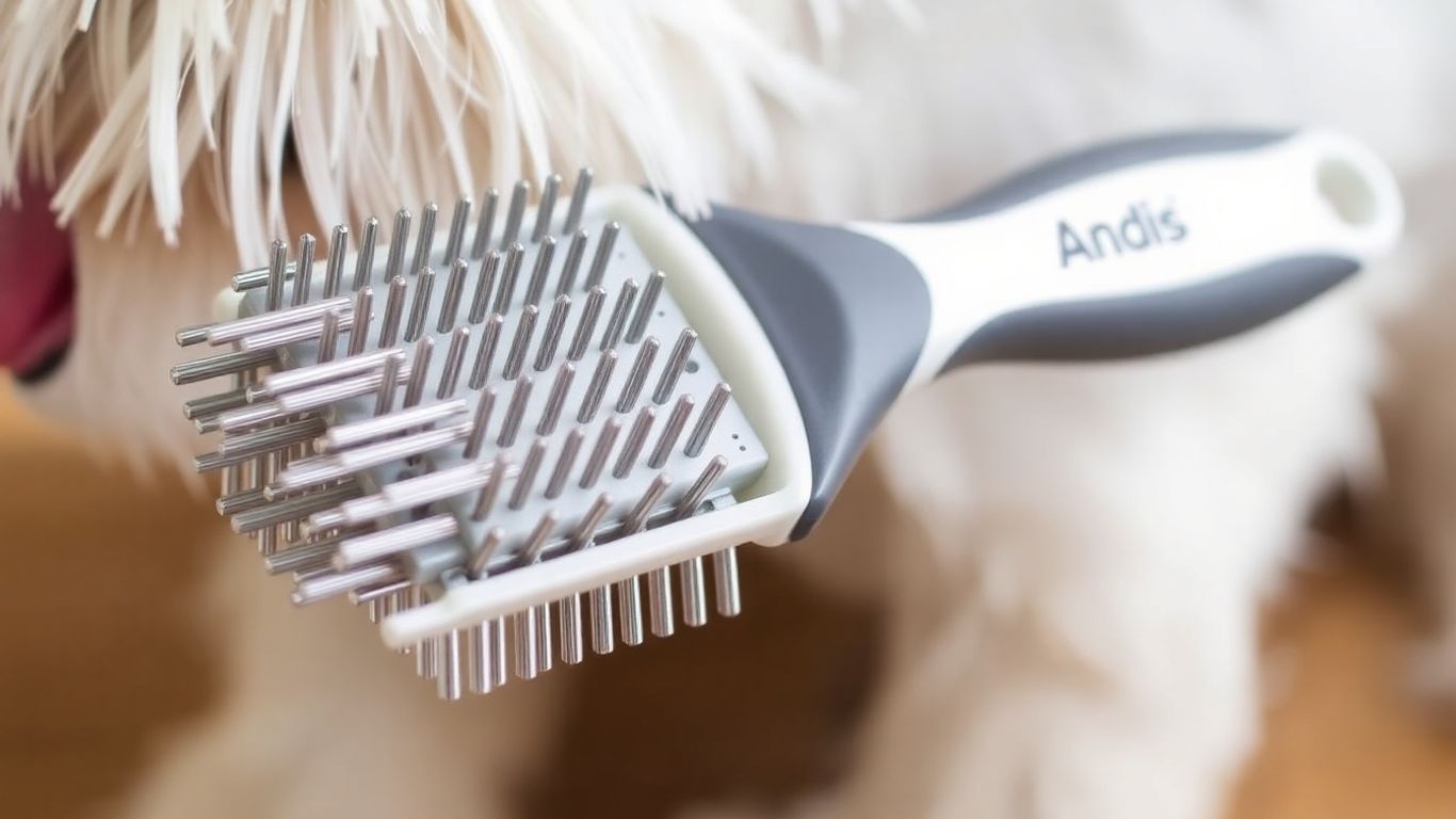 Andis Pet Deshedding Tool with ergonomic handle and metal bristles