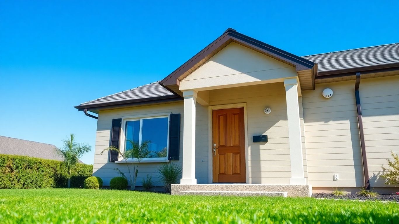 Casa moderna con puertas seguras y cámaras de seguridad visibles
