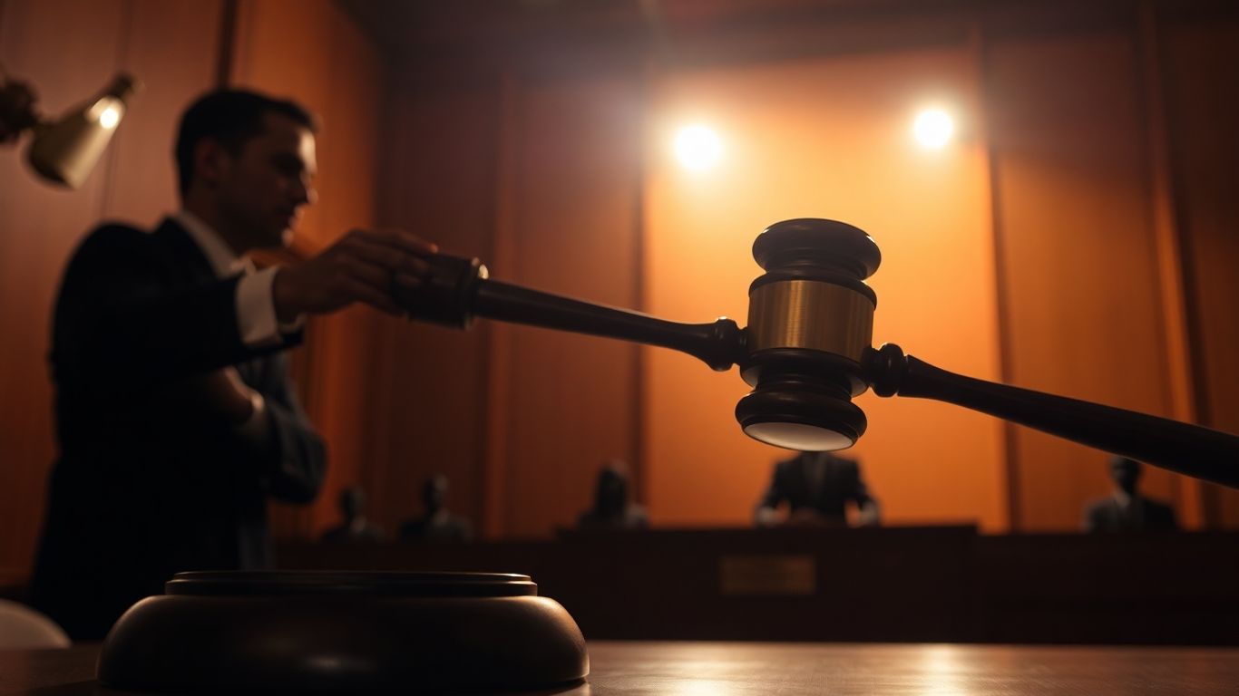 Curte de justiție cu un ciocan de judecată.