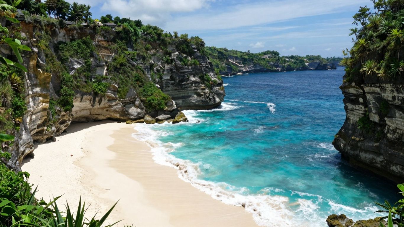 Nyang Nyang Beach, Uluwatu, Bali coastline with cliffs.