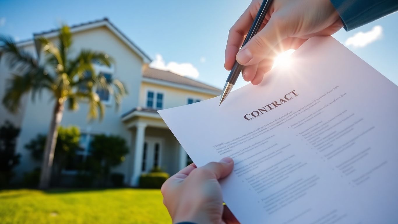 Florida home with contract and pen.