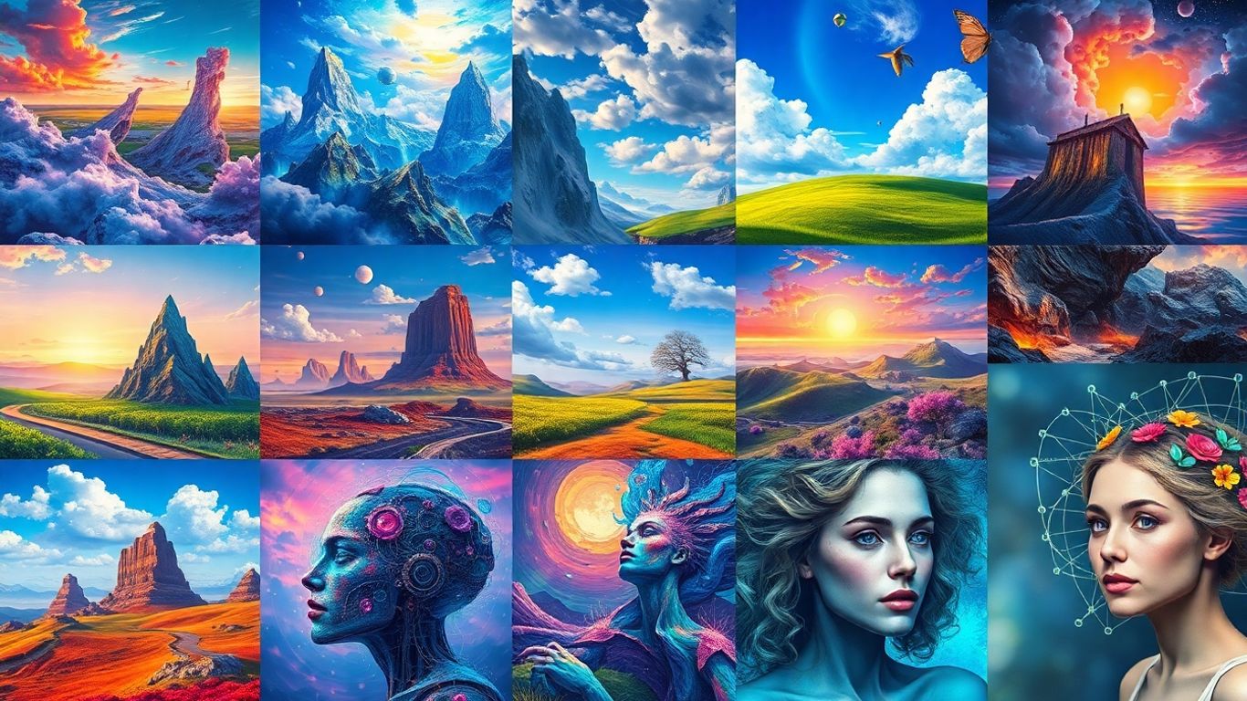 Creative AI apps generating diverse digital art.