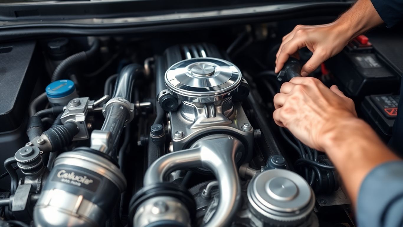 Car engine maintenance for better fuel efficiency.