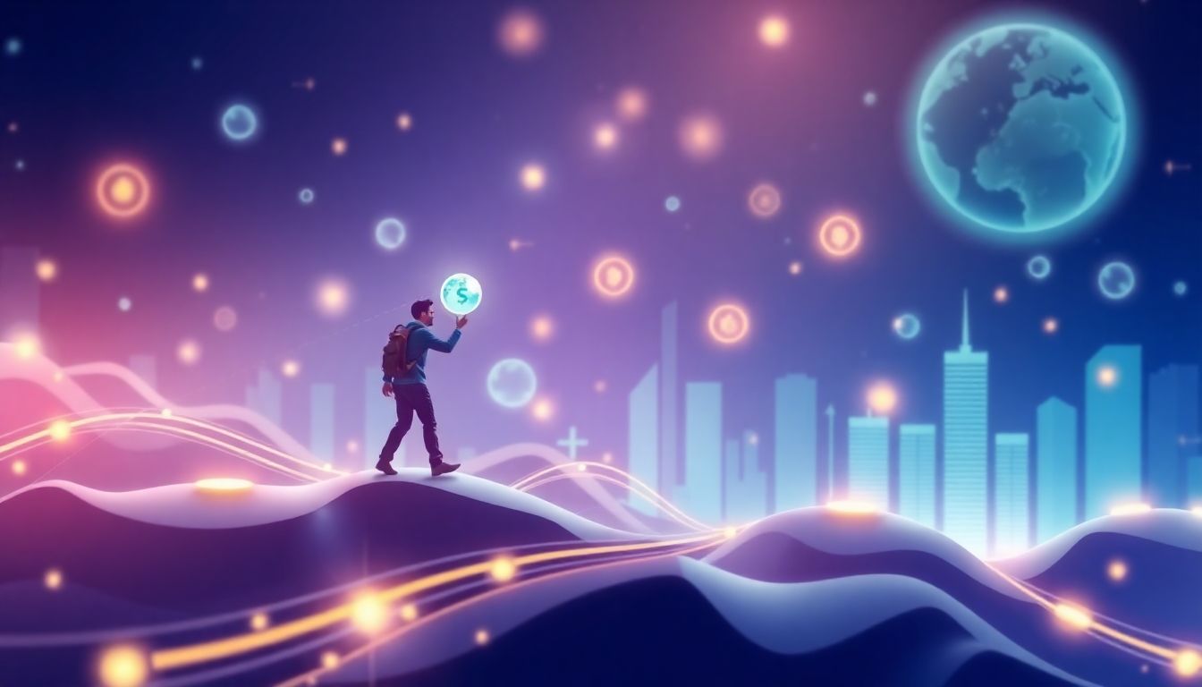 Capa ilustrando fintechs revolucionando o mercado financeiro, com elementos de tecnologia e inovação