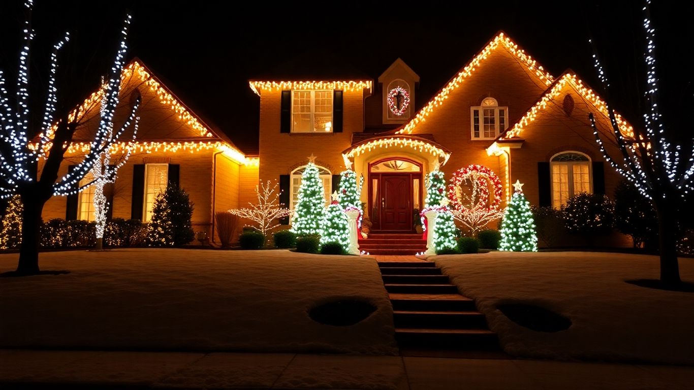 House with permanent Christmas lights in Dardenne Prairie, MO.