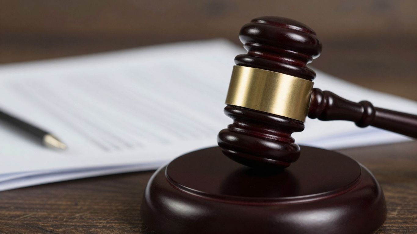 Gavel striking sounding block, legal resolution