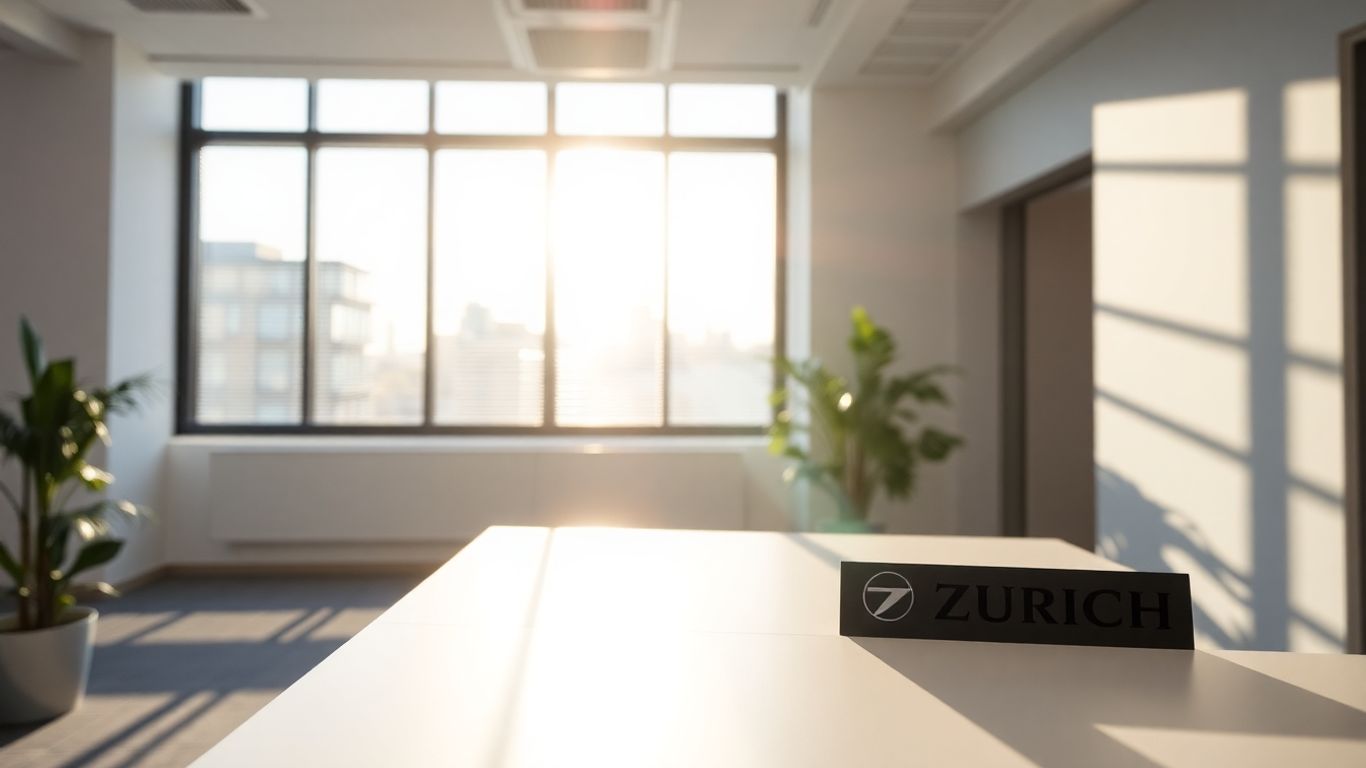 Oficina moderna de Zurich Seguros con luz natural.