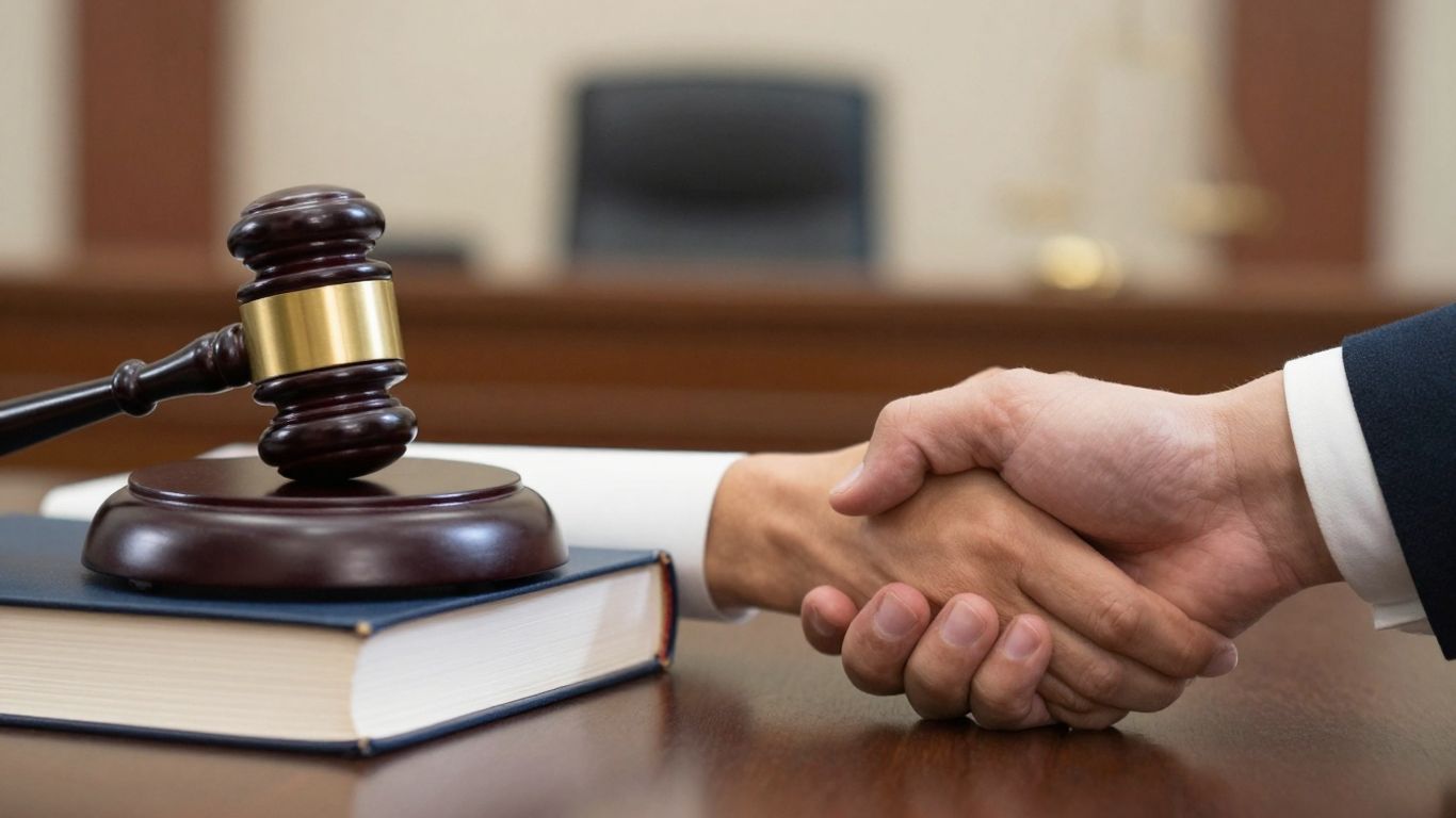 Gavel and shaking hands, public vs private law