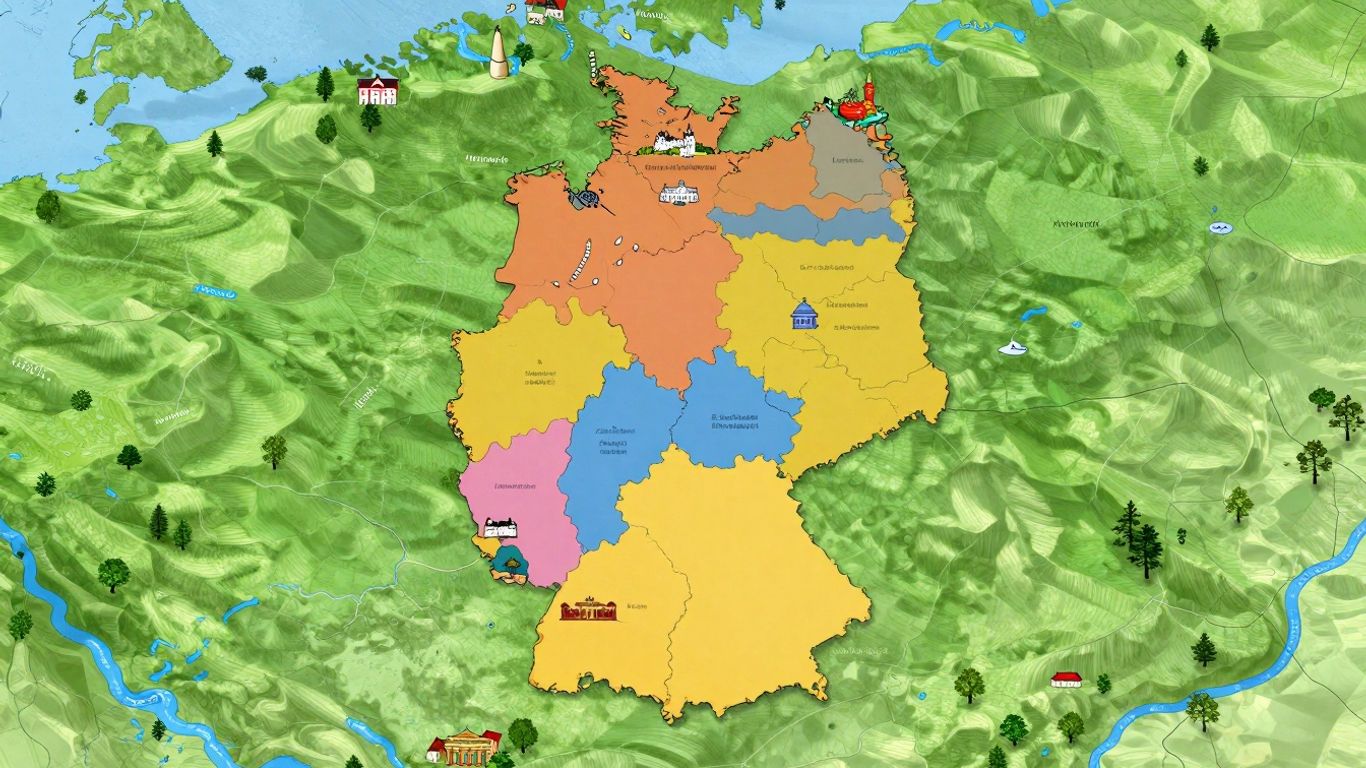 Interaktive Deutschlandkarte mit Sehenswürdigkeiten und Landschaften.