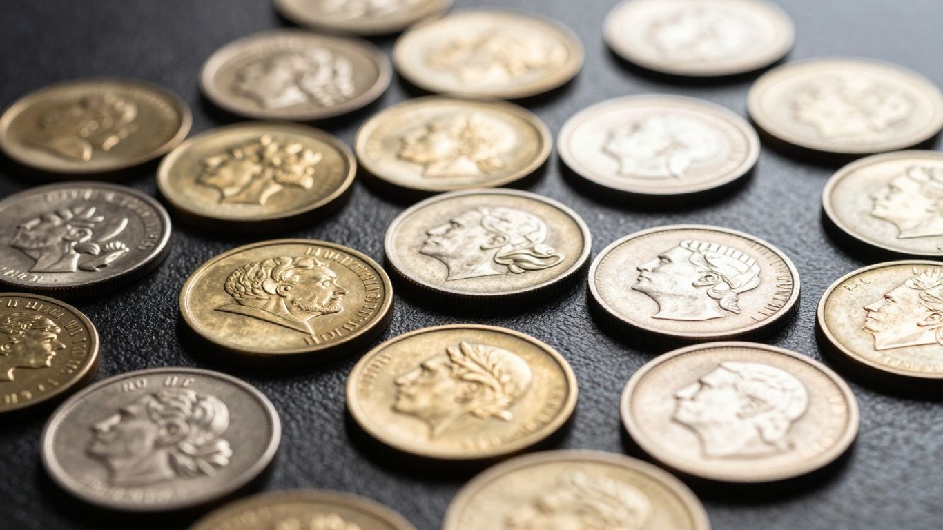 Collection of valuable gold and silver coins.