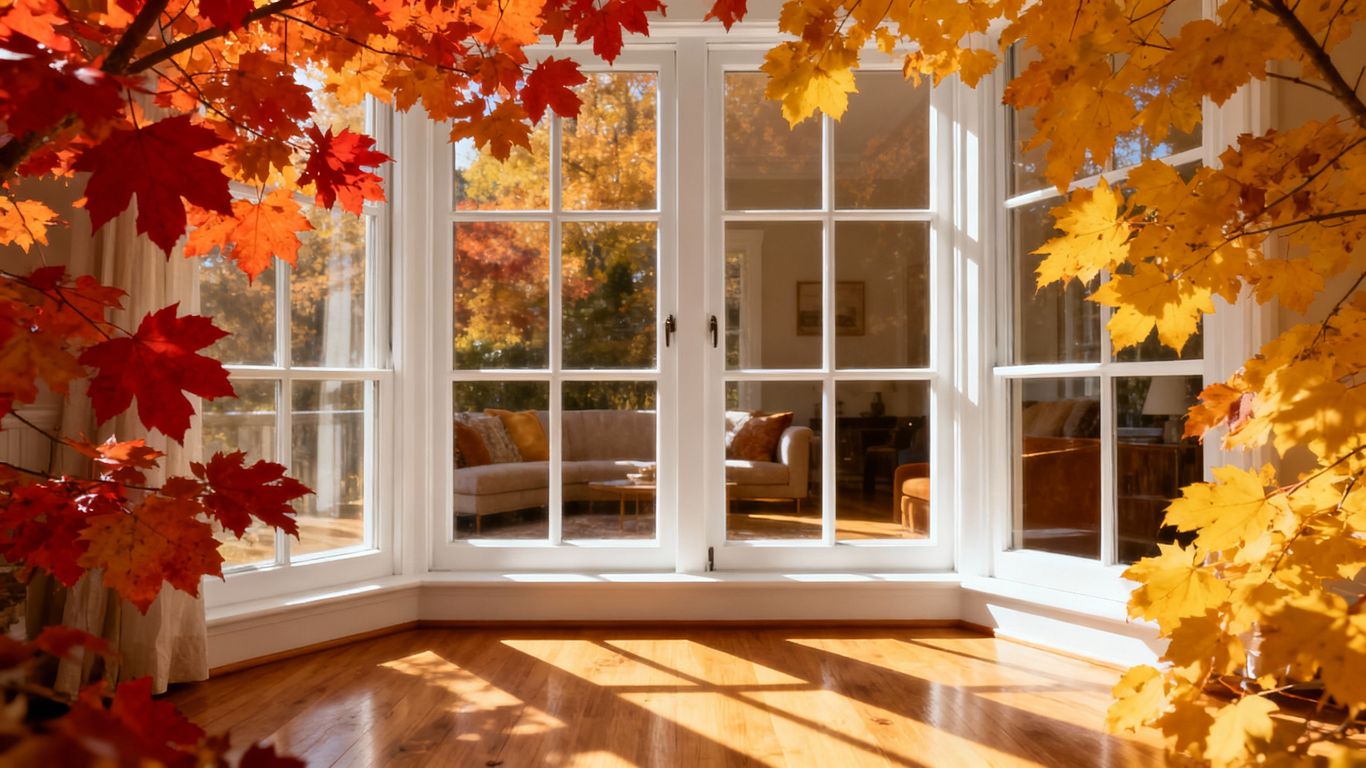 New windows installed in a home during fall.