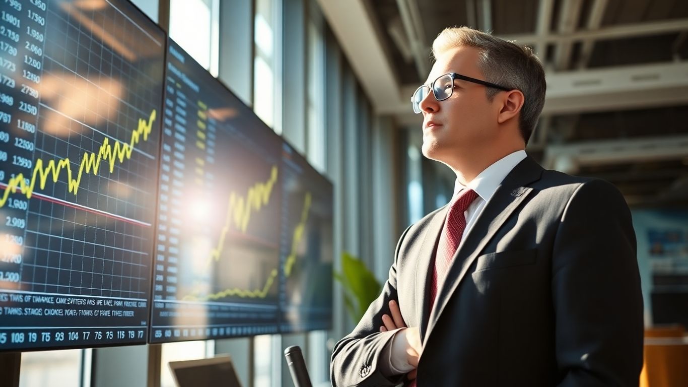 Stockbroker looking at financial charts