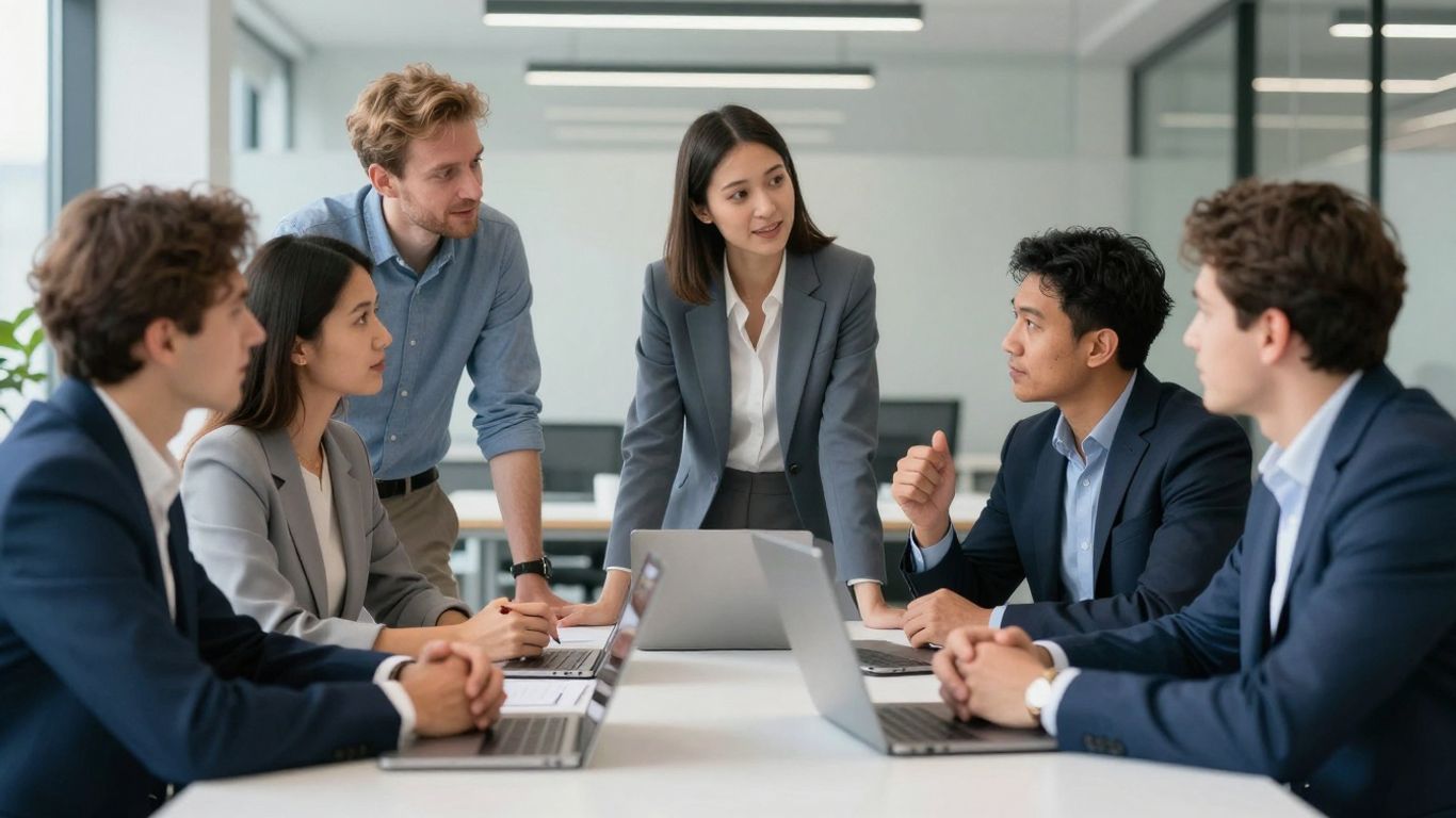 Zukunftsorientierte Fachleute in einem modernen Büroambiente.