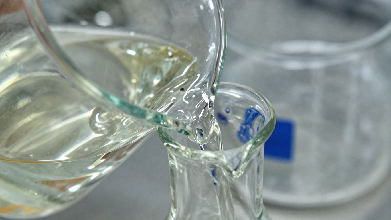 Plastic transformed into fuel in a laboratory setting.