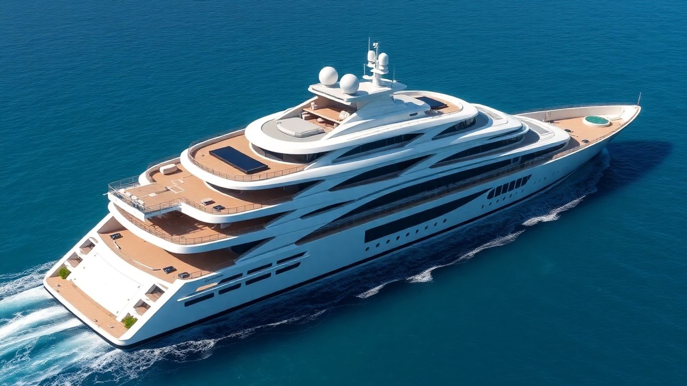 Massive luxury yacht sailing on the ocean
