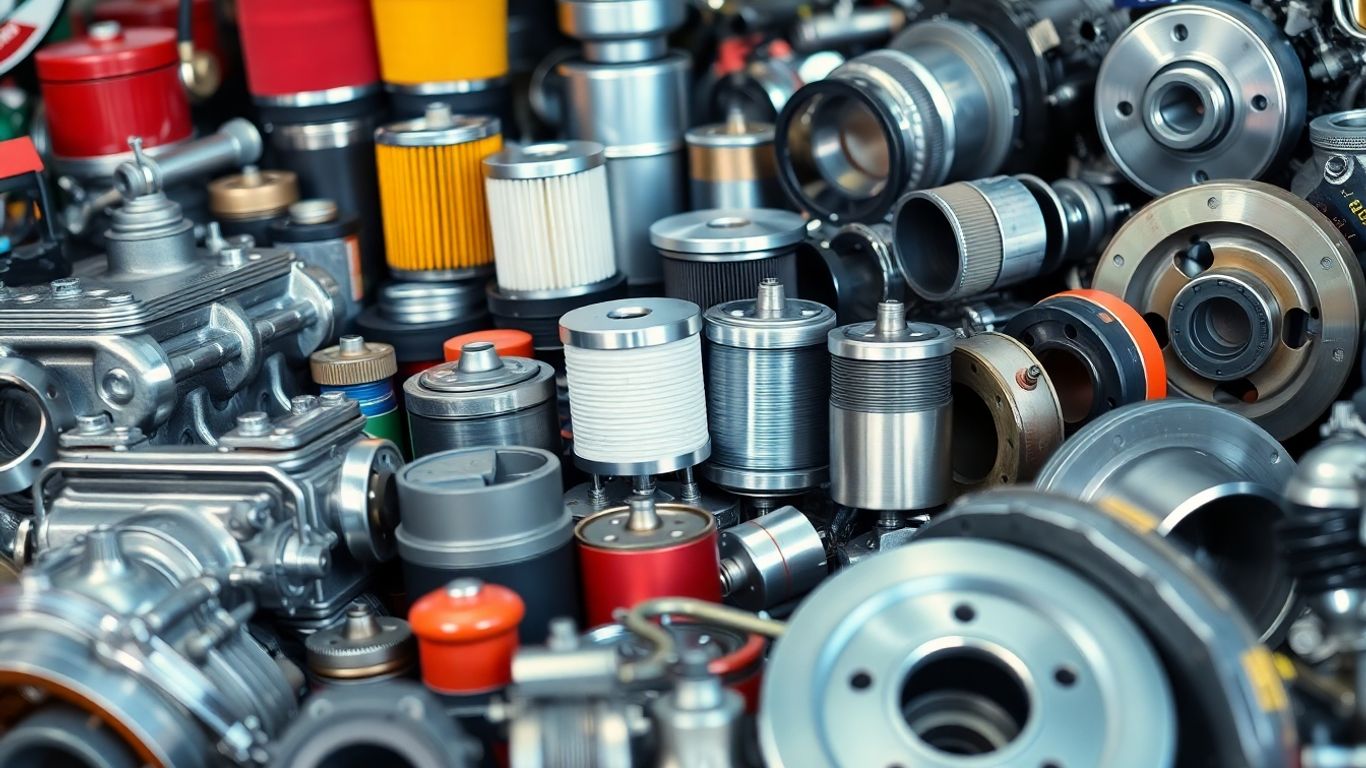 Assortment of high-quality auto spare parts for various car brands.