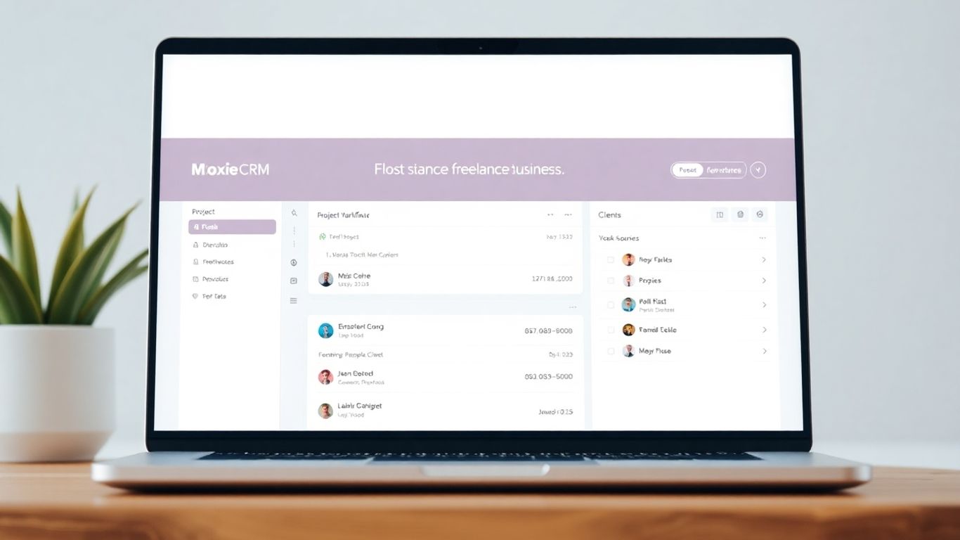 Moxie CRM interface on a laptop screen