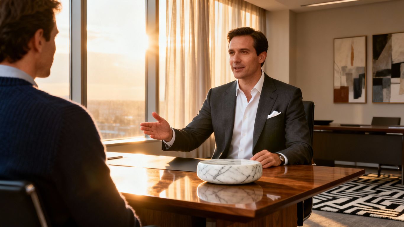 私人銀行家與客戶的室內對話