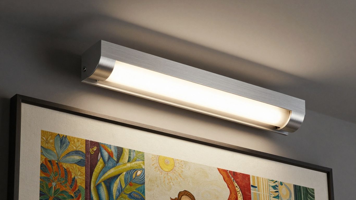 LED picture light illuminating artwork