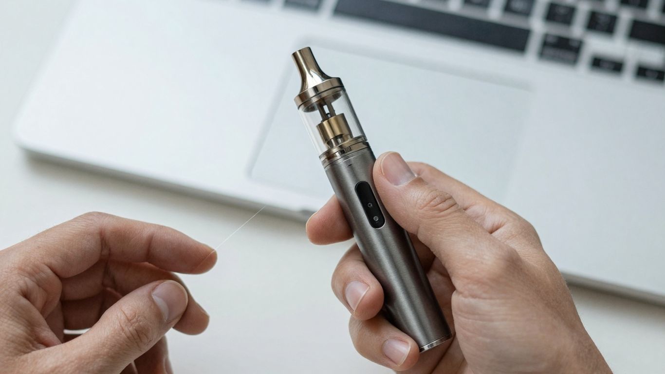 Hand hält Vape-Gerät sicher und verantwortungsbewusst.