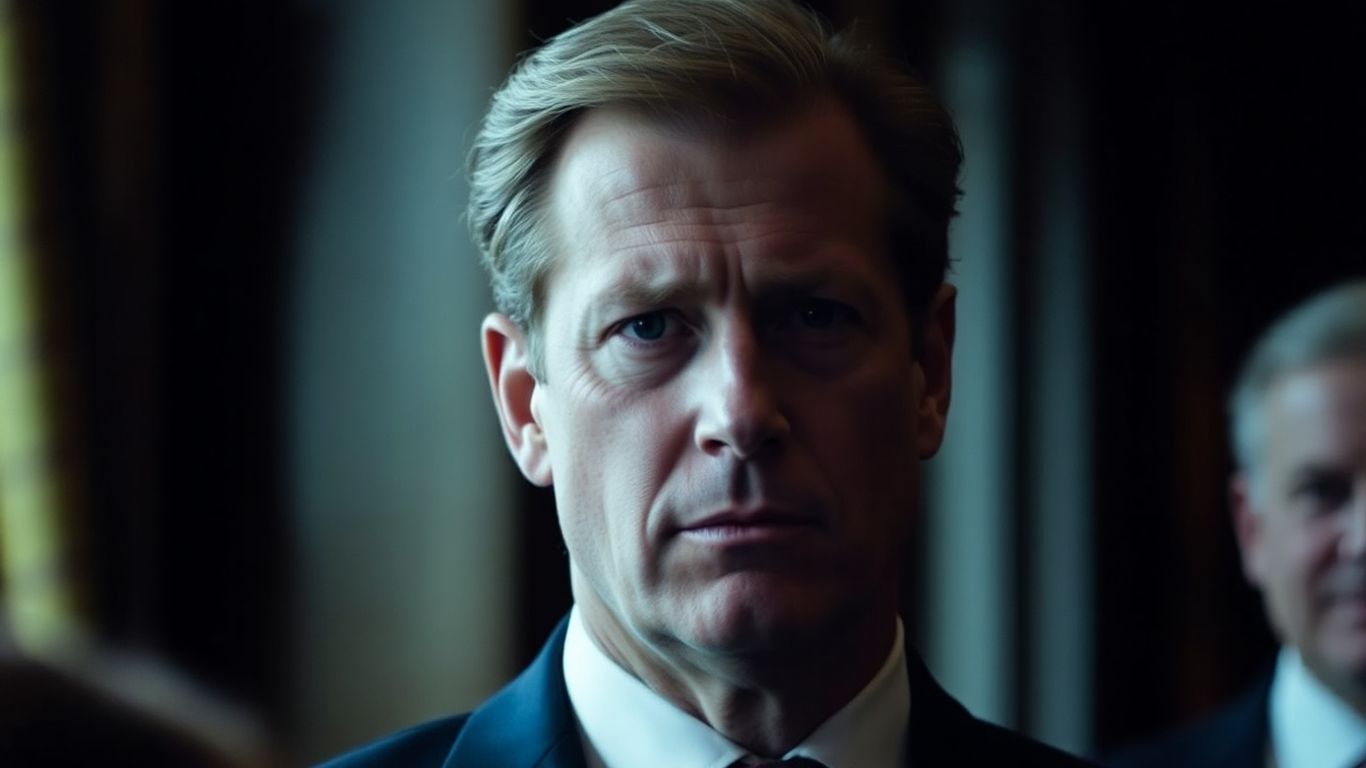 Prince Andrew in a formal setting, looking serious.