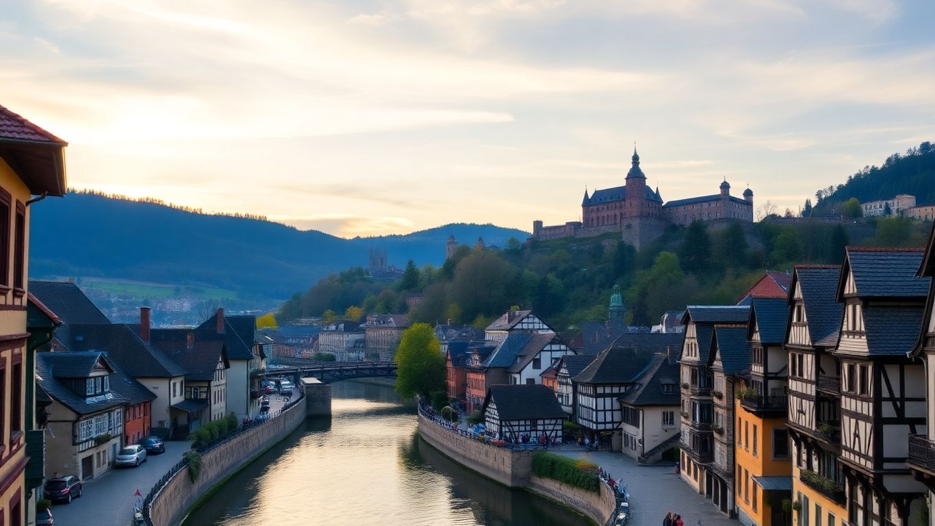 Heidelberger Altstadt mit Schloss und Neckar