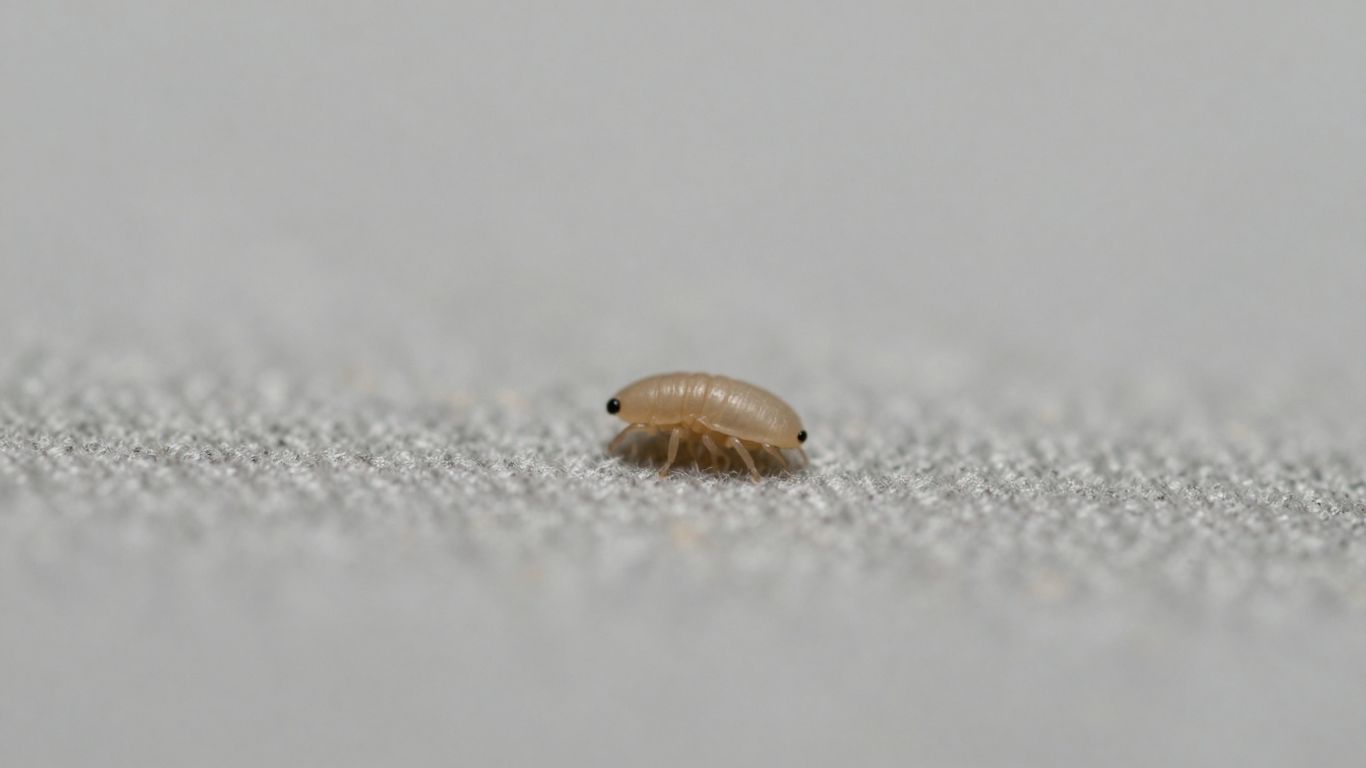 Microscopic dust mites on fabric fibers.