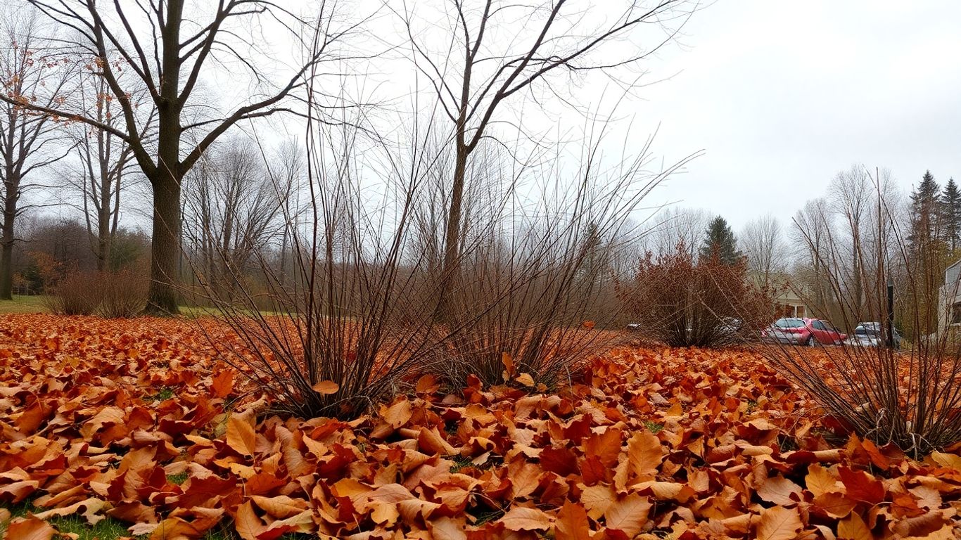 Garten im Übergang von Herbst zu Winter