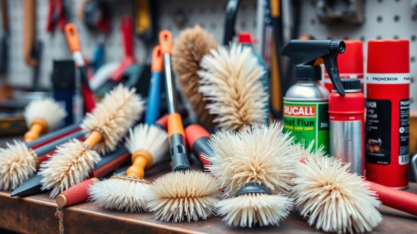 Various shop dusters for cleaning.