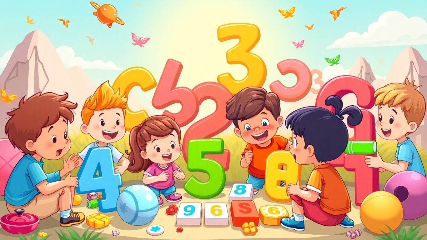 Children playing fun counting math games