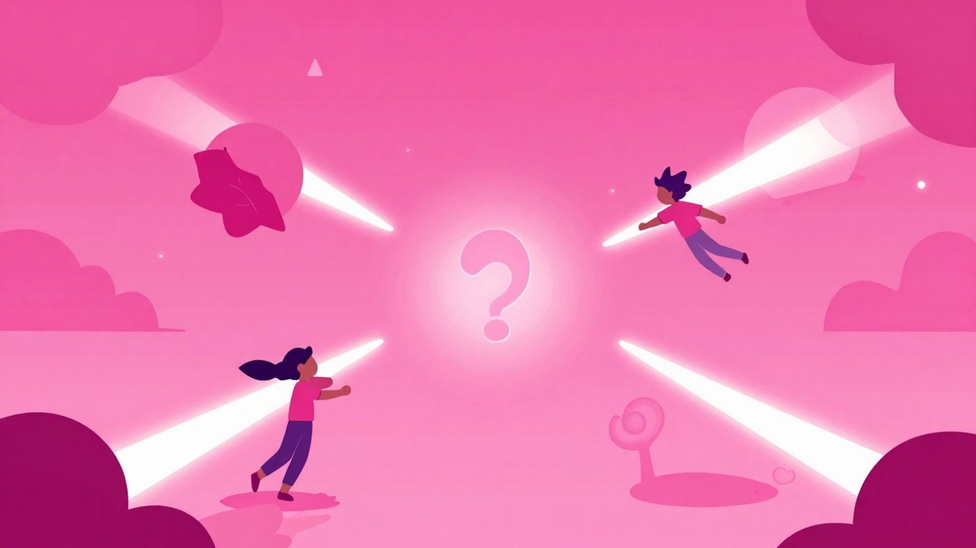 Abstract pink game elements with a coolmaths feel.