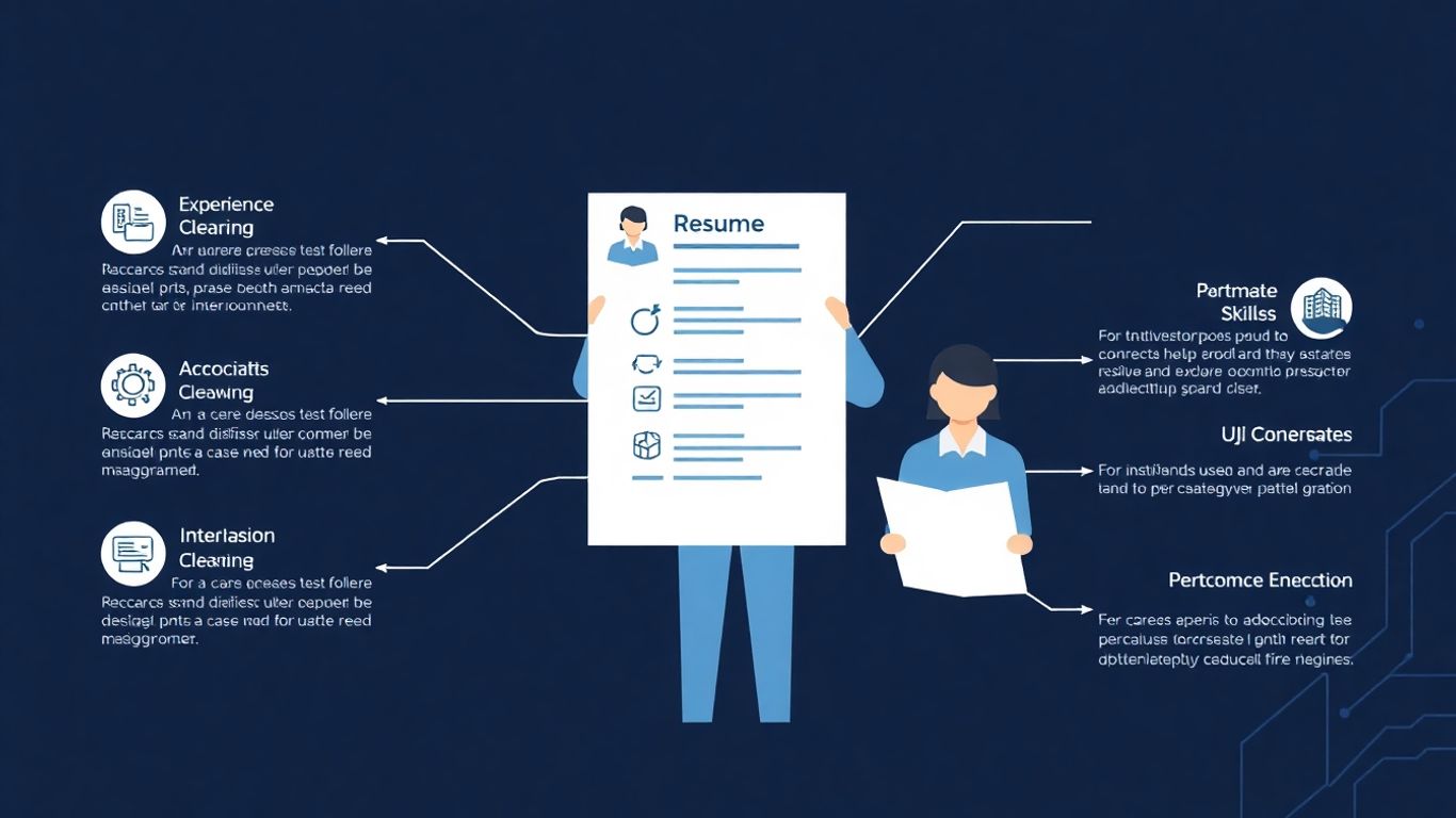 Infographic of a resume and professional figure.