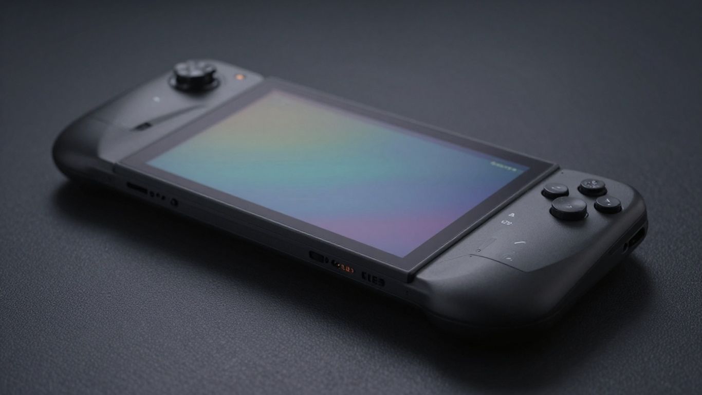 Image du Steam Deck OLED avec écran lumineux.