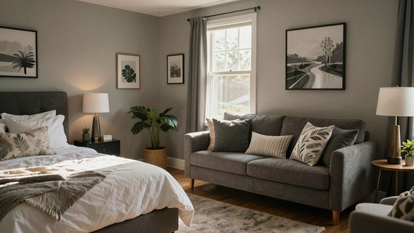 Modern Airbnb living room setup with stylish furniture.