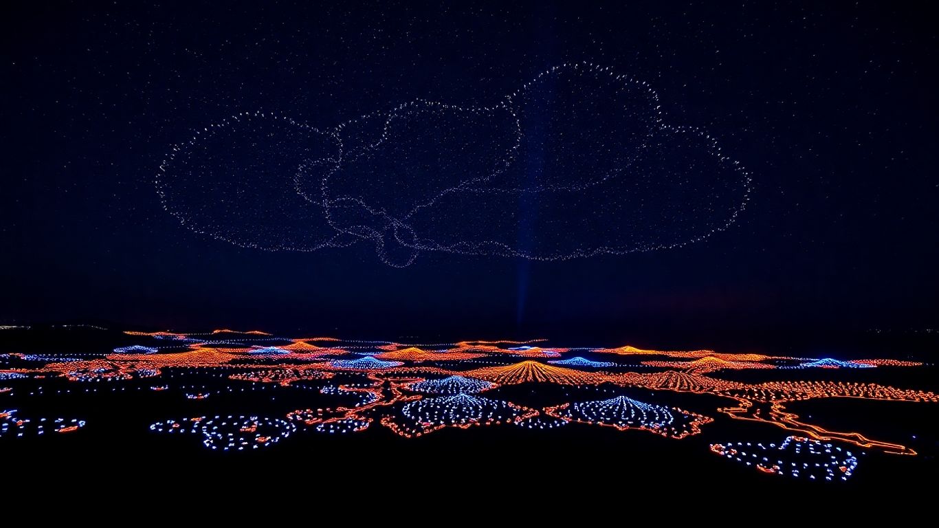 Pertunjukan drone Bali menerangi langit malam