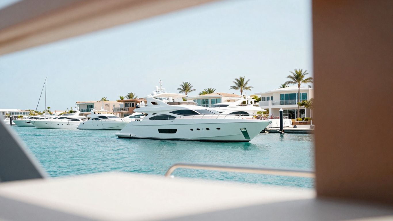 Luxury yachts moored at a modern marina in Phuket.