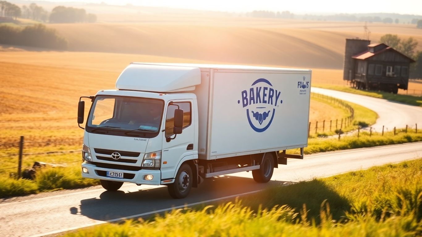 Lieferwagen mit Backwaren auf einer Straße