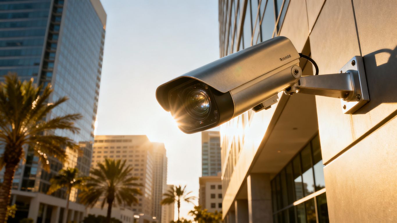 San Diego CCTV camera on building exterior.
