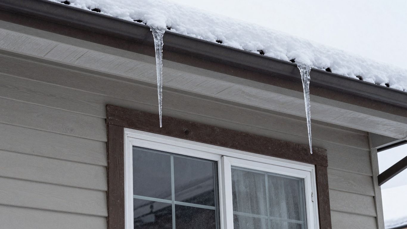 Home exterior protected from winter snow and ice.