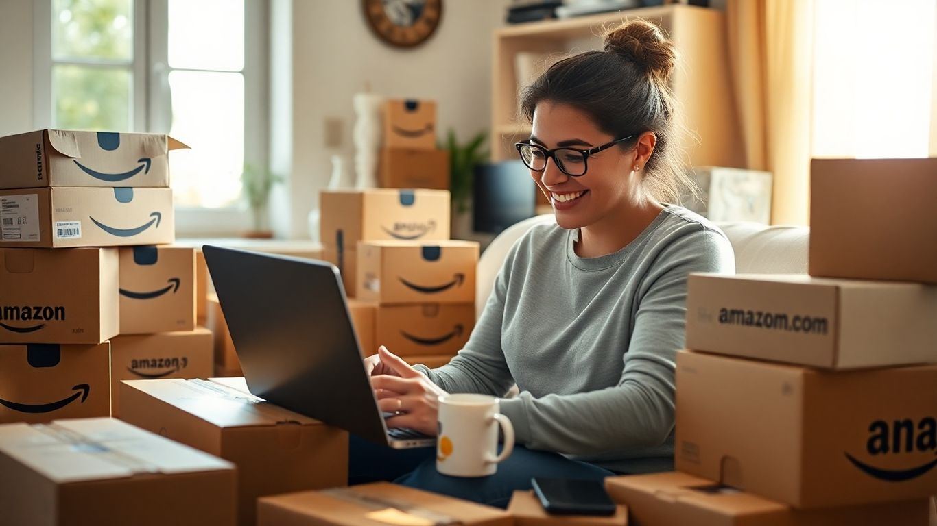 Shopper checking Amazon Prime Day deals at home