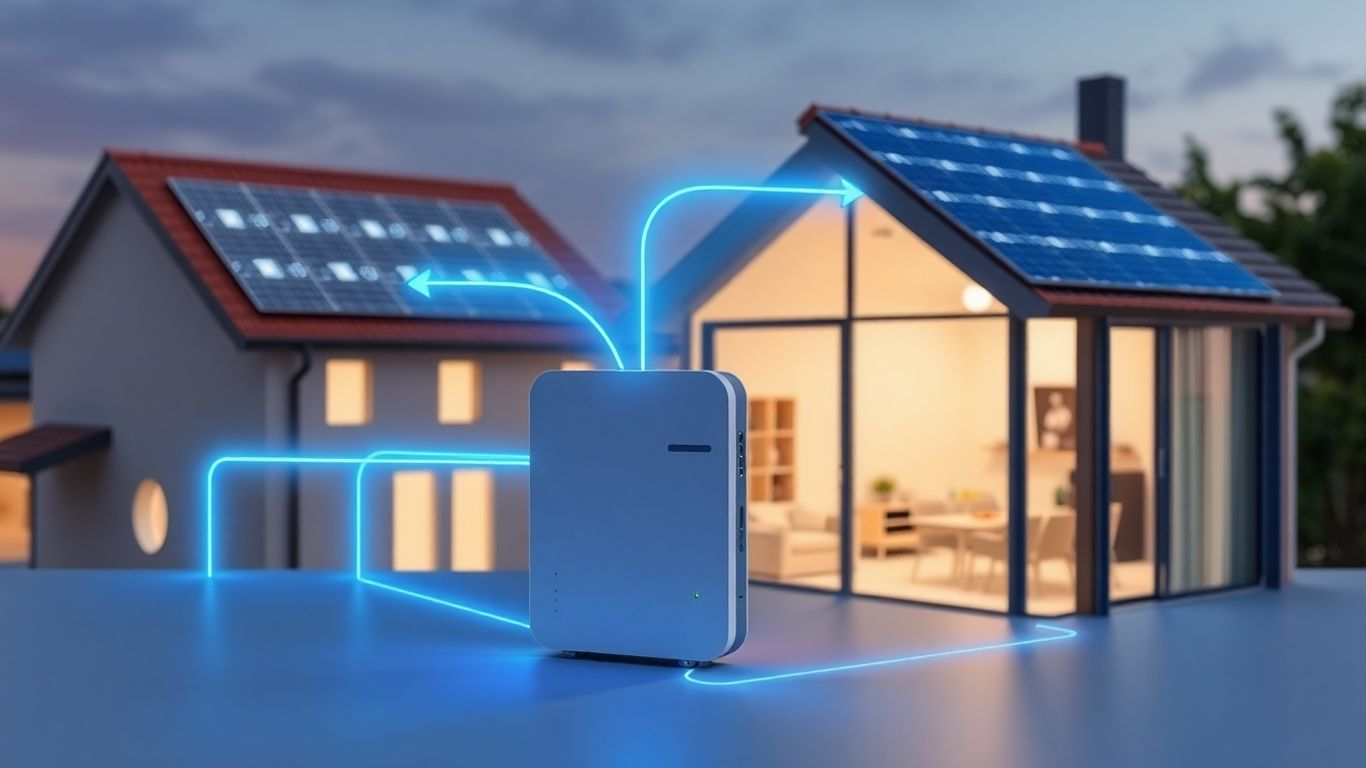 Box autoconsommation connectée aux panneaux solaires et à la maison.