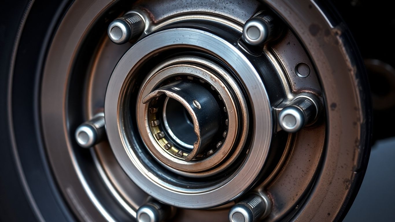 Close-up of a car wheel hub assembly.