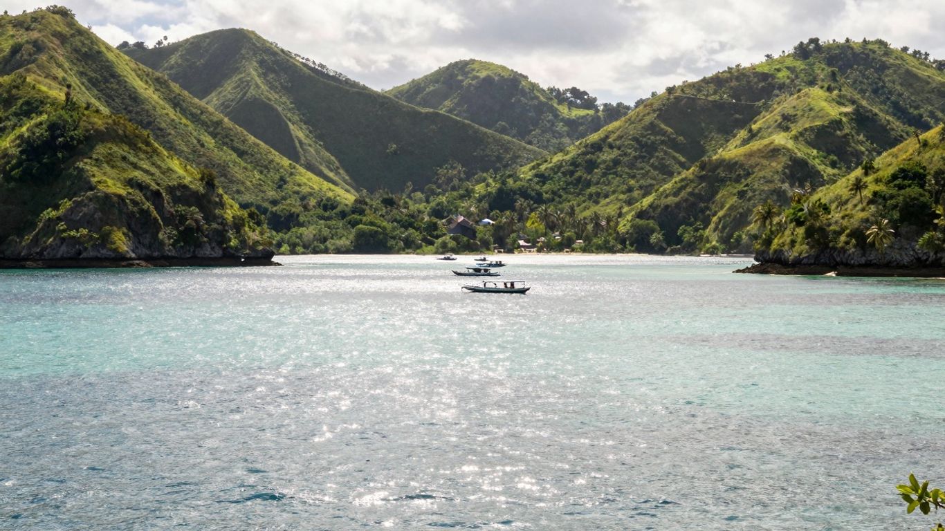 Labuan Bajo landscape with hills and sea